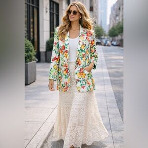 Sz L Lauren Conrad NWOT $64 MSRP Fruit Ruched Sleeve Blazer